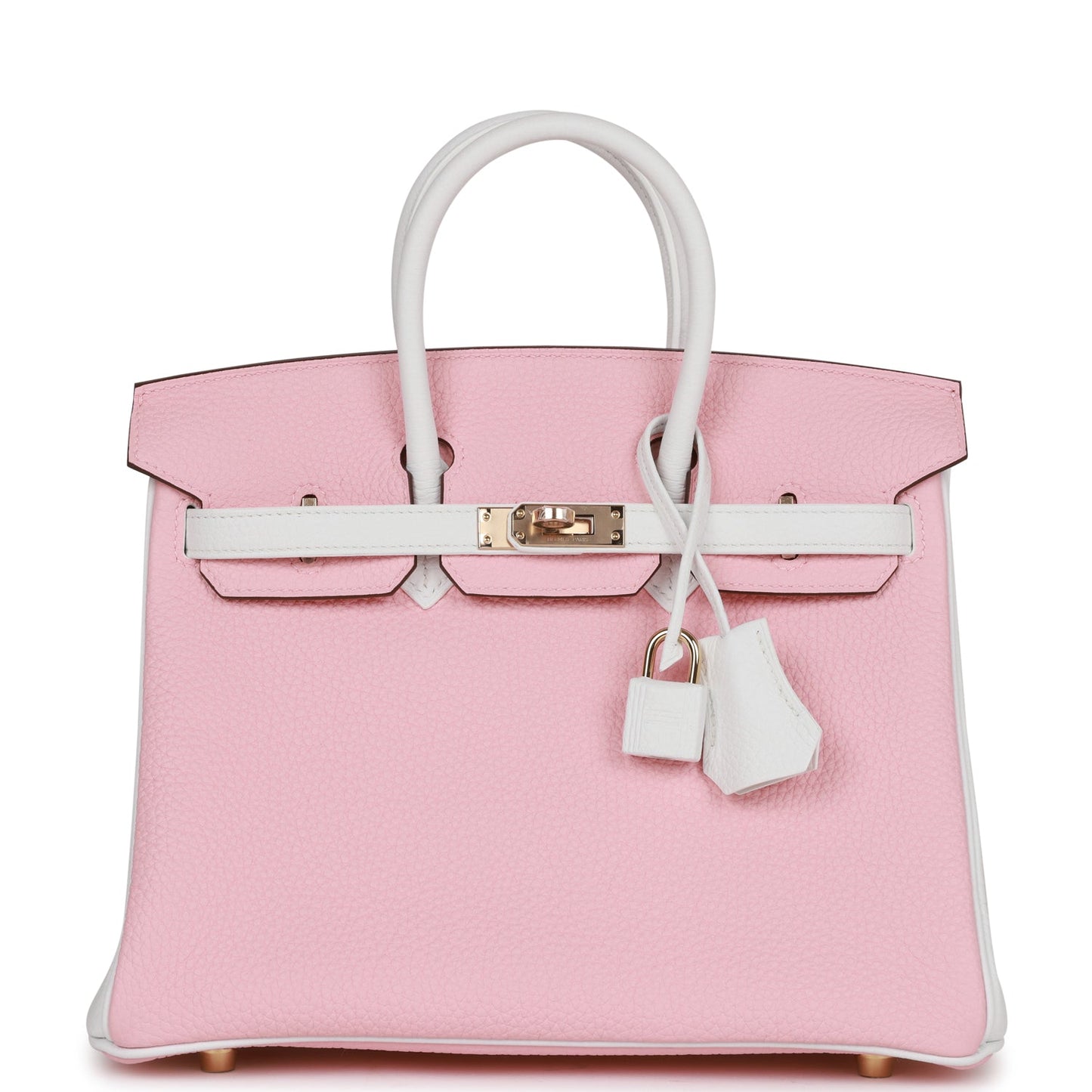 Hermes Special Order (HSS) Birkin 25 Rose Sakura and White Clemence Gold Hardware