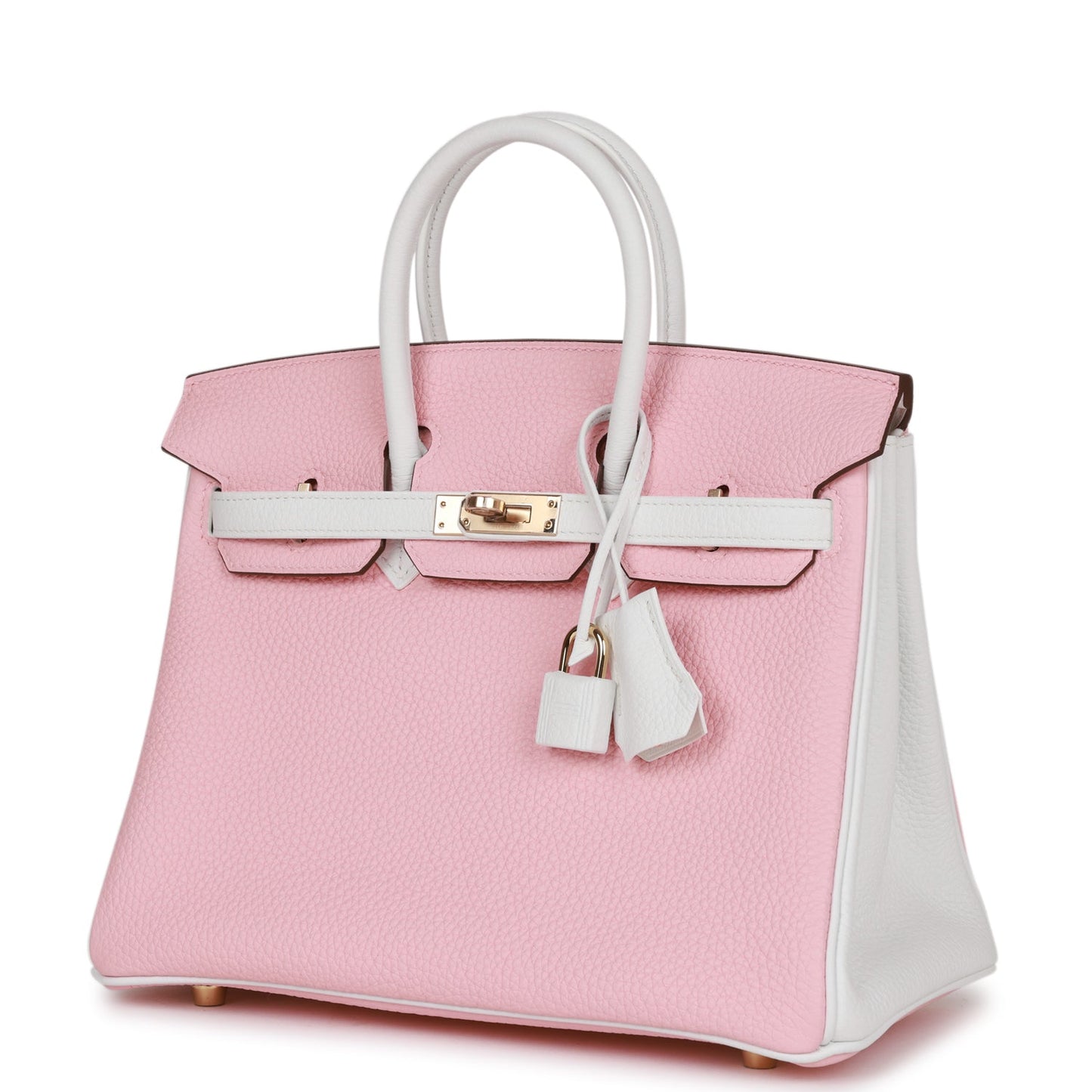 Hermes Special Order (HSS) Birkin 25 Rose Sakura and White Clemence Gold Hardware