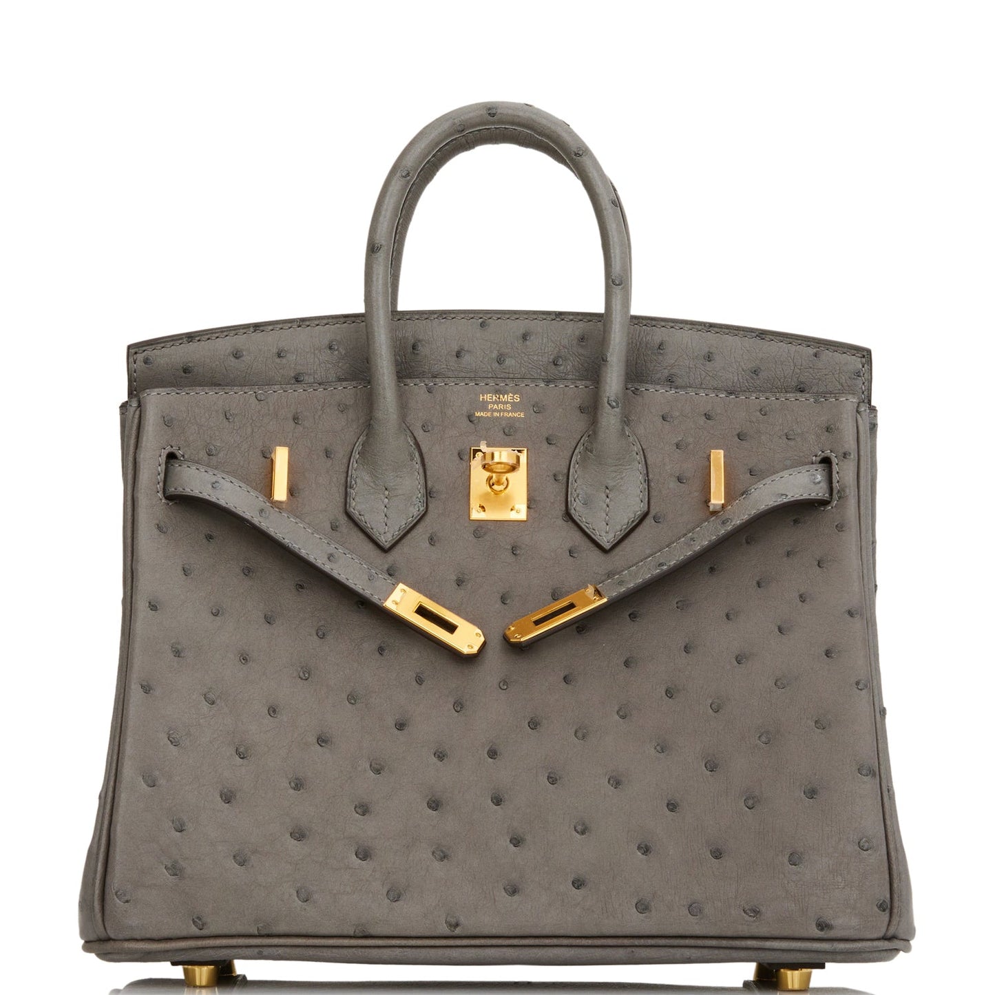 Hermes Birkin 25 Gris Meyer Ostrich Gold Hardware