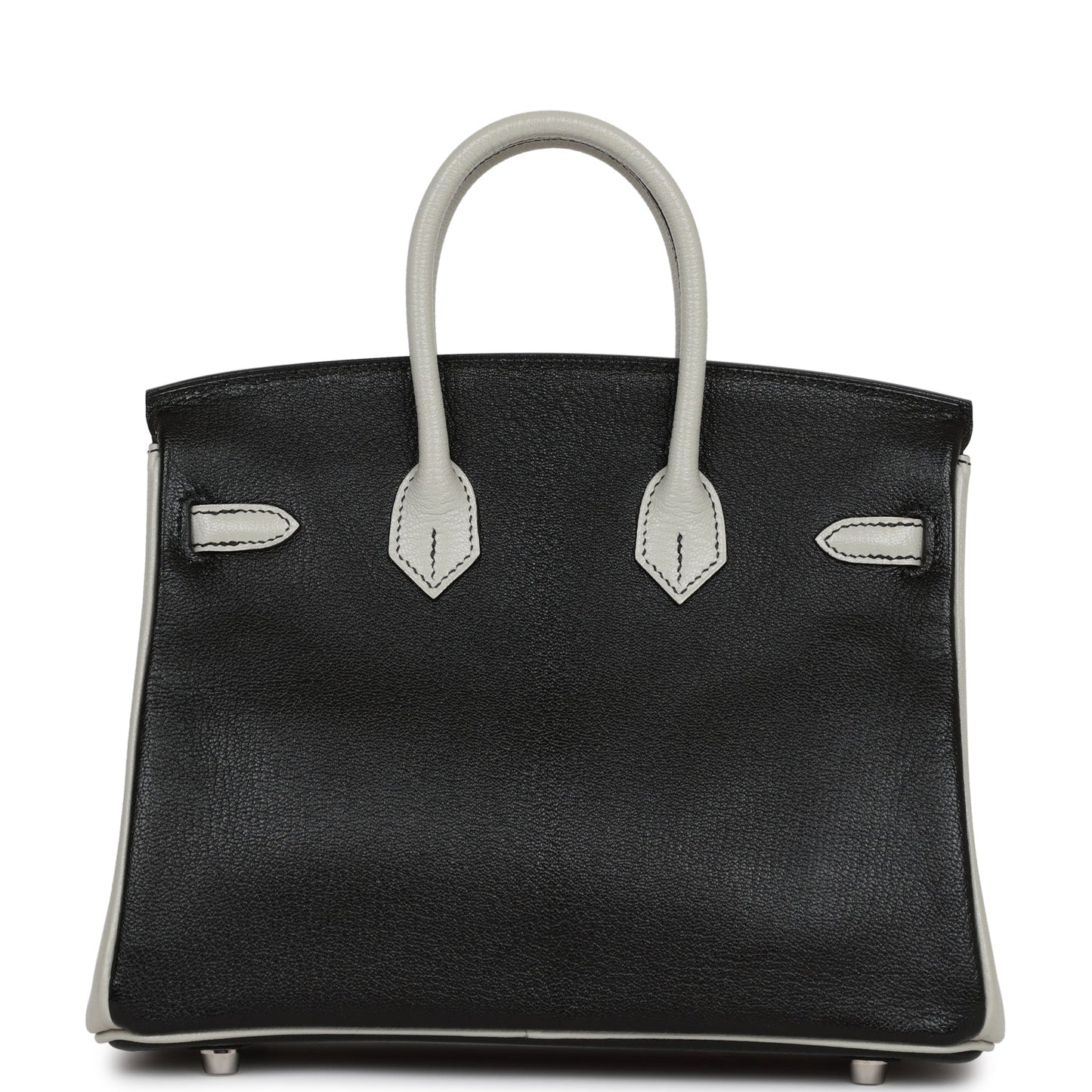 Hermes Special Order (HSS) Birkin 25 Black and Gris Perle Chèvre Brushed Palladium Hardware