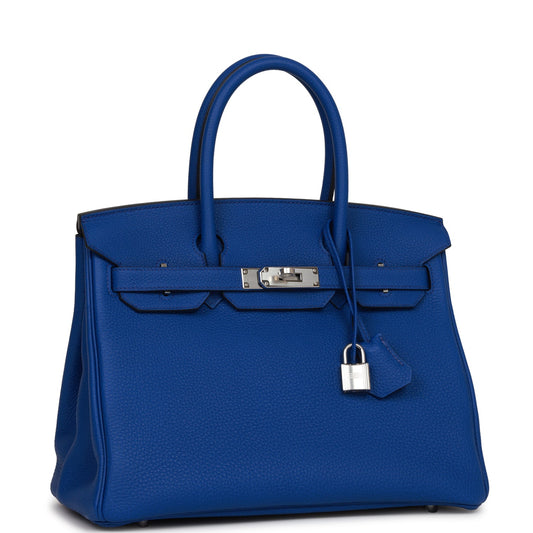 Hermes Birkin 30 Bleu Royal Togo Palladium Hardware