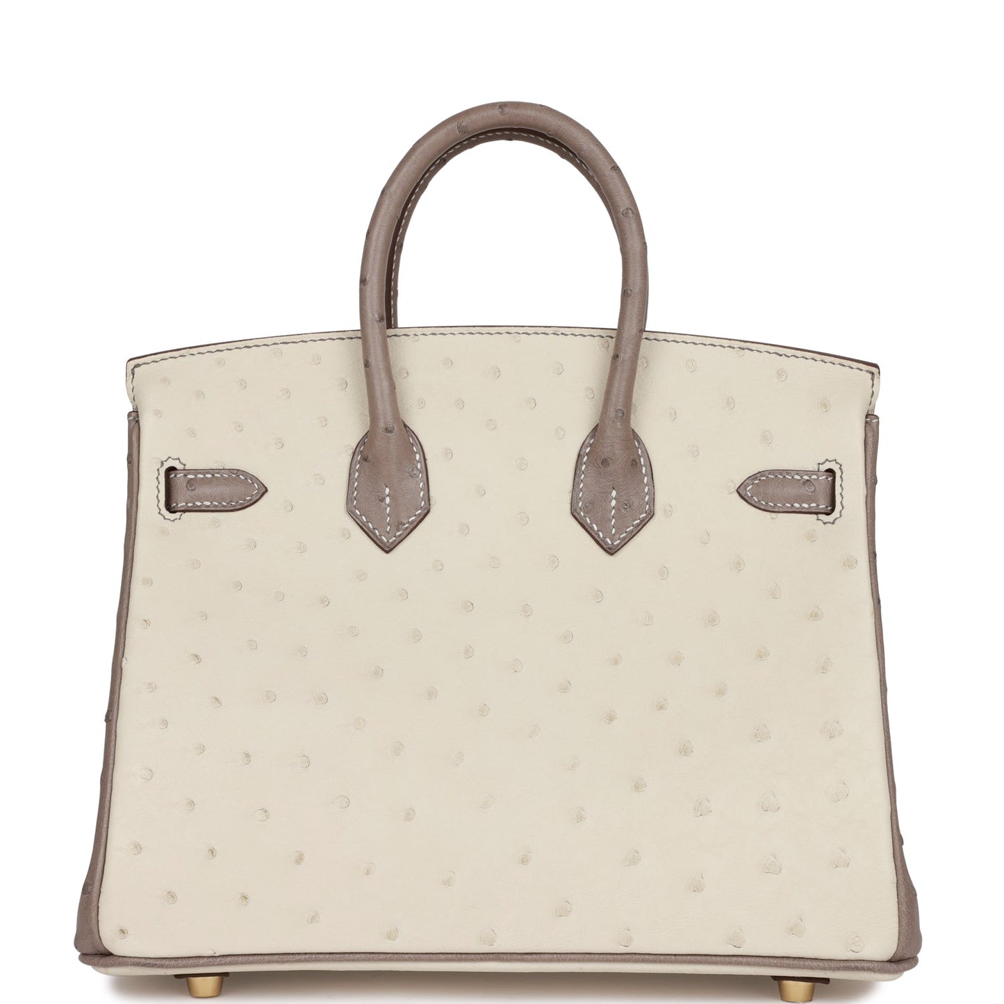 Hermes Special Order (HSS) Birkin 25 Beton and Gris Asphalte Ostrich Brushed Gold Hardware