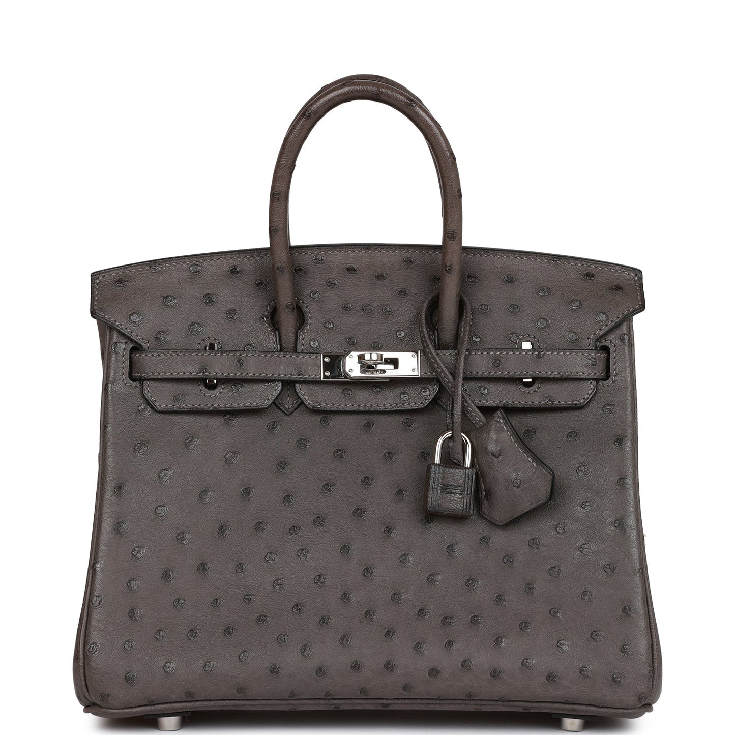 Hermes Birkin 25 Graphite Ostrich Palladium Hardware