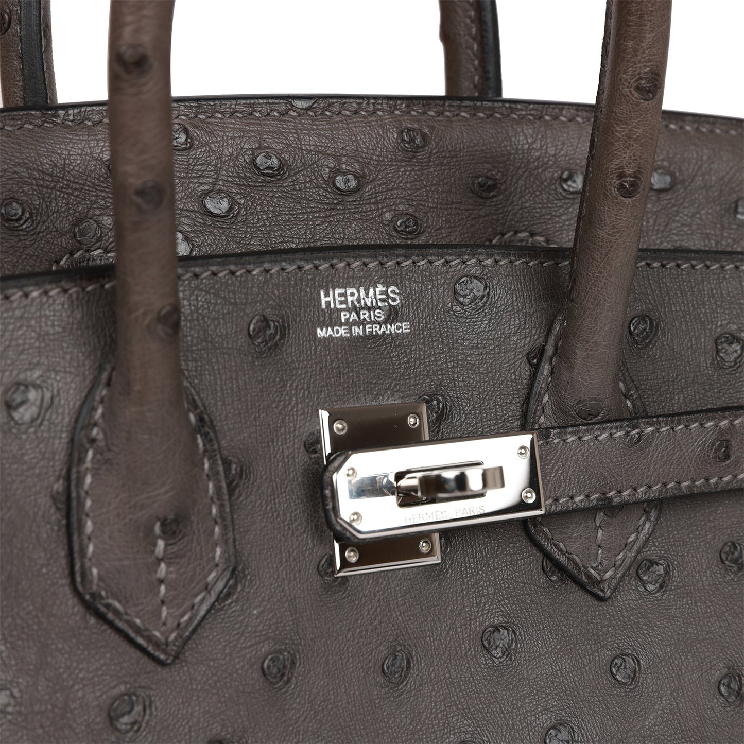 Hermes Birkin 25 Graphite Ostrich Palladium Hardware