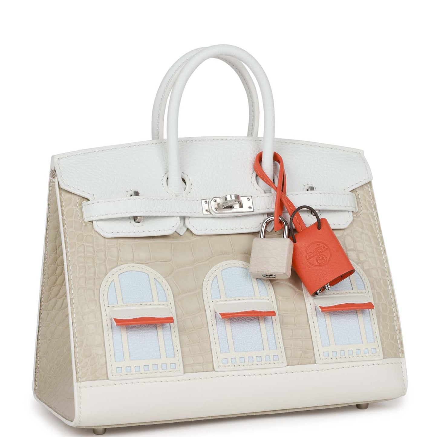 Hermes Sac Faubourg Birkin 20 White Matte Alligator Palladium Hardware