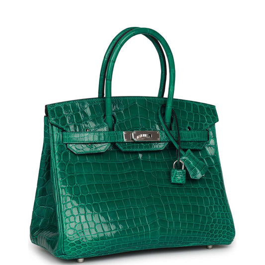 Hermes Birkin 30 Emerald Shiny Niloticus Crocodile Palladium Hardware