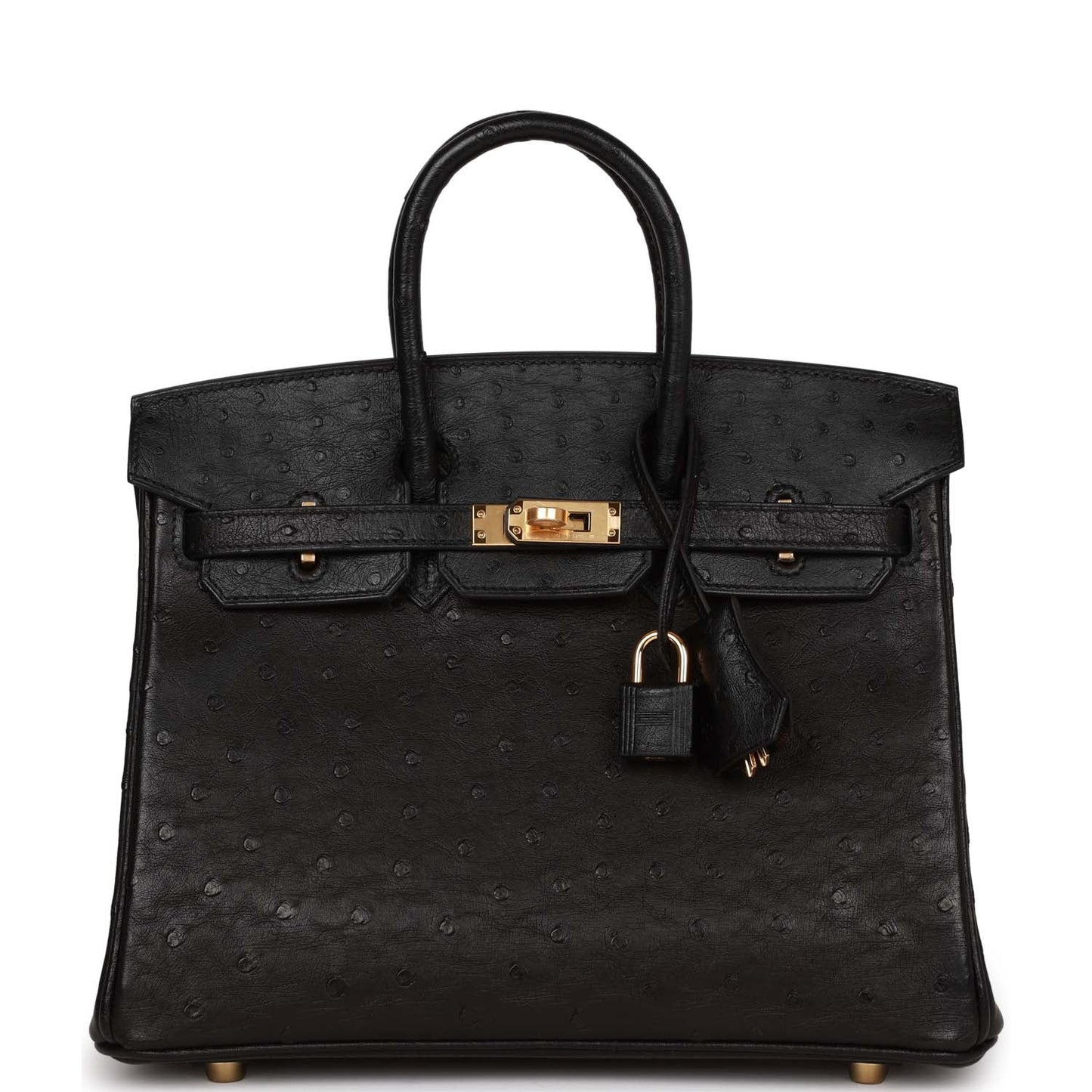 Hermes Birkin 25 Black Ostrich Gold Hardware