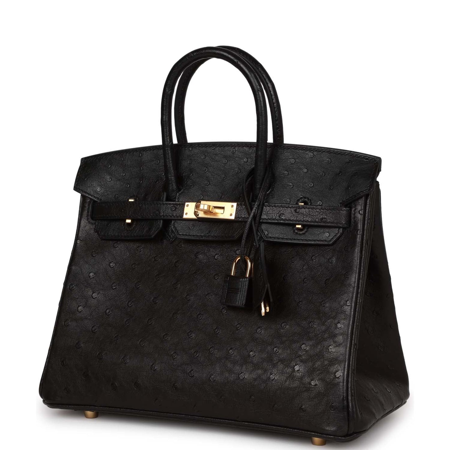 Hermes Birkin 25 Black Ostrich Gold Hardware