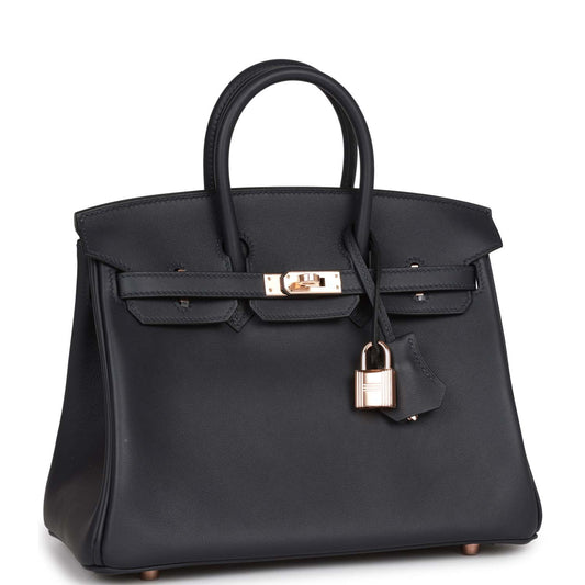 Hermes Birkin 25 Caban Swift Rose Gold Hardware