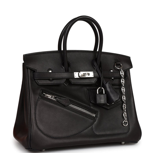 Hermes Limited Edition Birkin Rock 25 Black Volupto Palladium Hardware