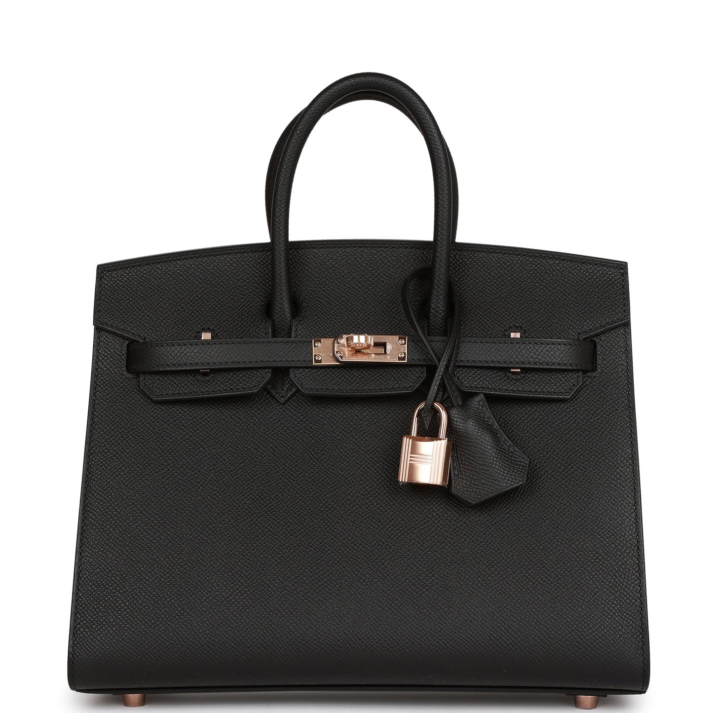 Hermes Birkin Sellier 25 Black Epsom Rose Gold Hardware