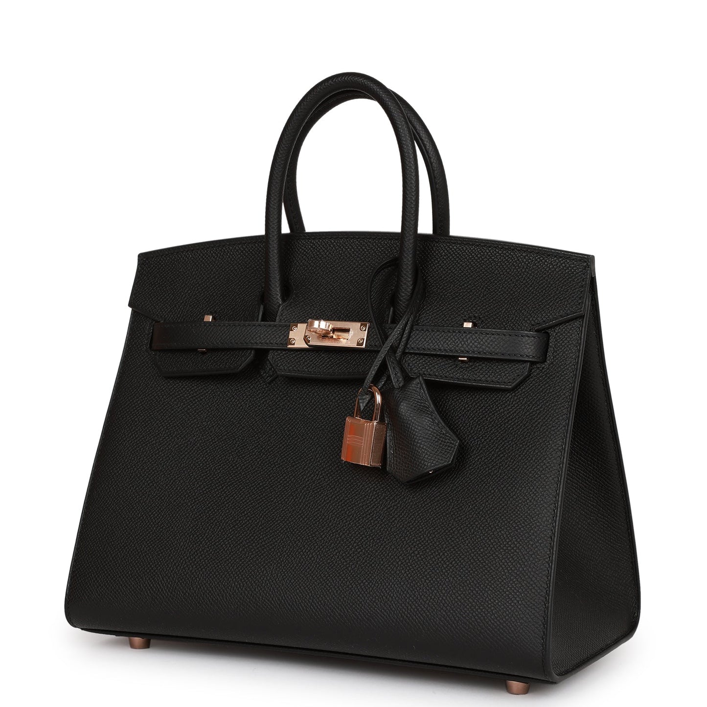 Hermes Birkin Sellier 25 Black Epsom Rose Gold Hardware