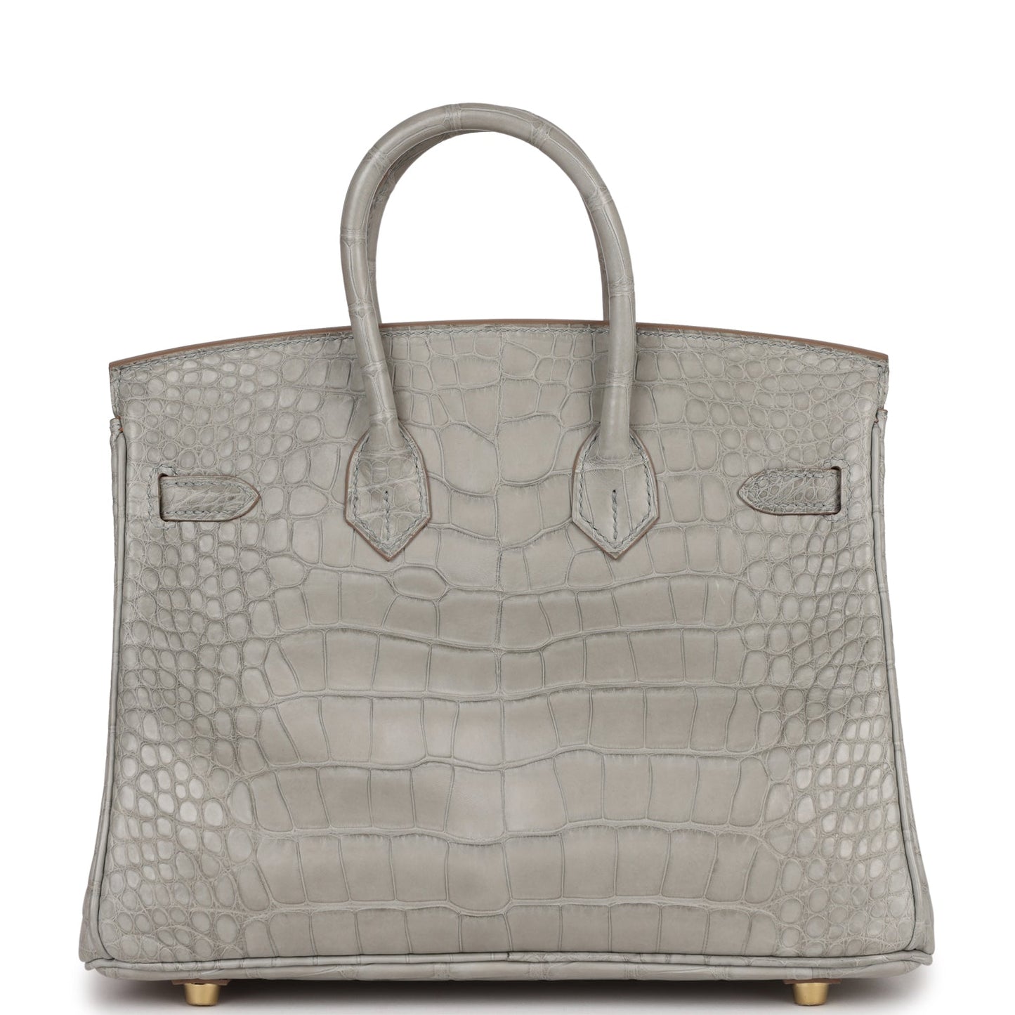 Hermes Special Order (HSS) Birkin 25 Gris Perle Verso Matte Alligator Brushed Gold Hardware