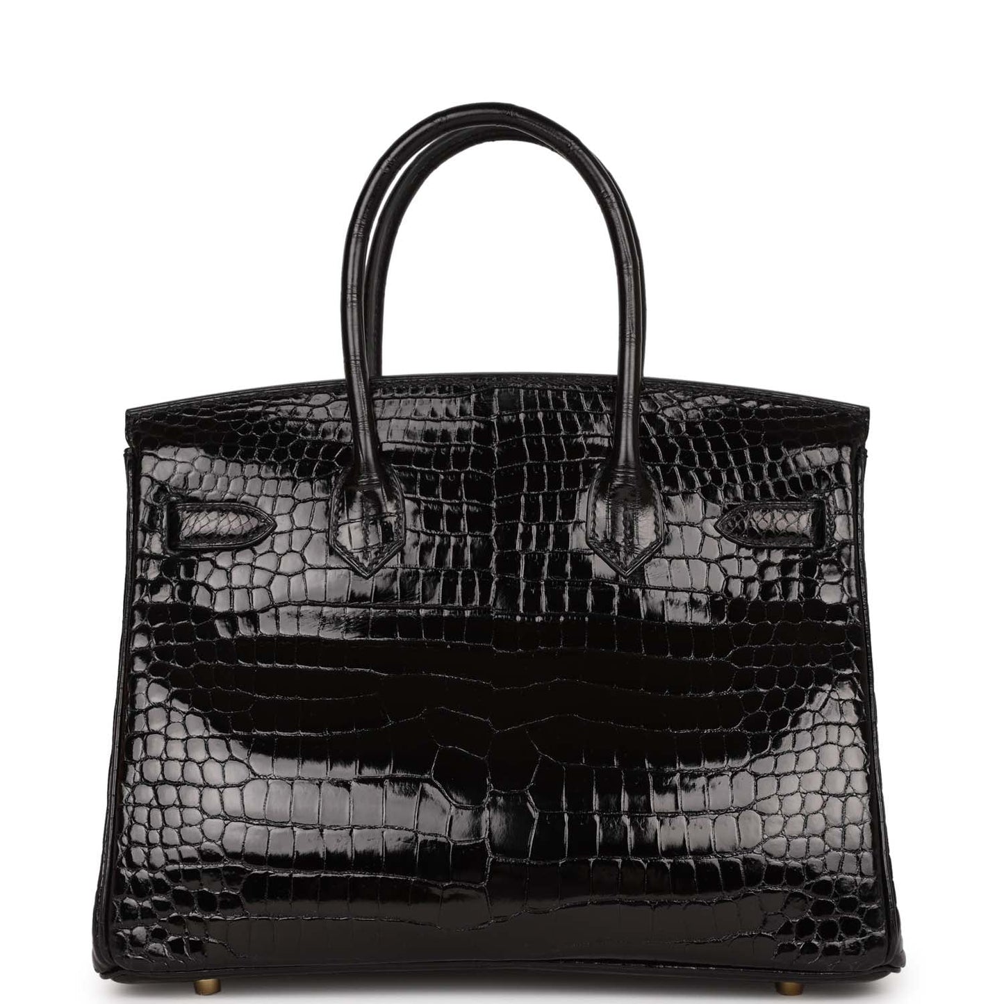 Hermes Birkin 30 Black Shiny Crocodile Porosus Gold Hardware