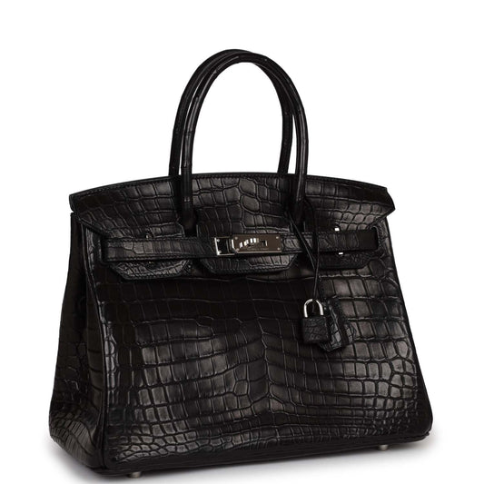 Hermes Birkin 30cm Black Matte Niloticus Crocodile Palladium Hardware