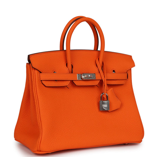 Hermes Birkin 25 Orange Minium Togo Palladium Hardware