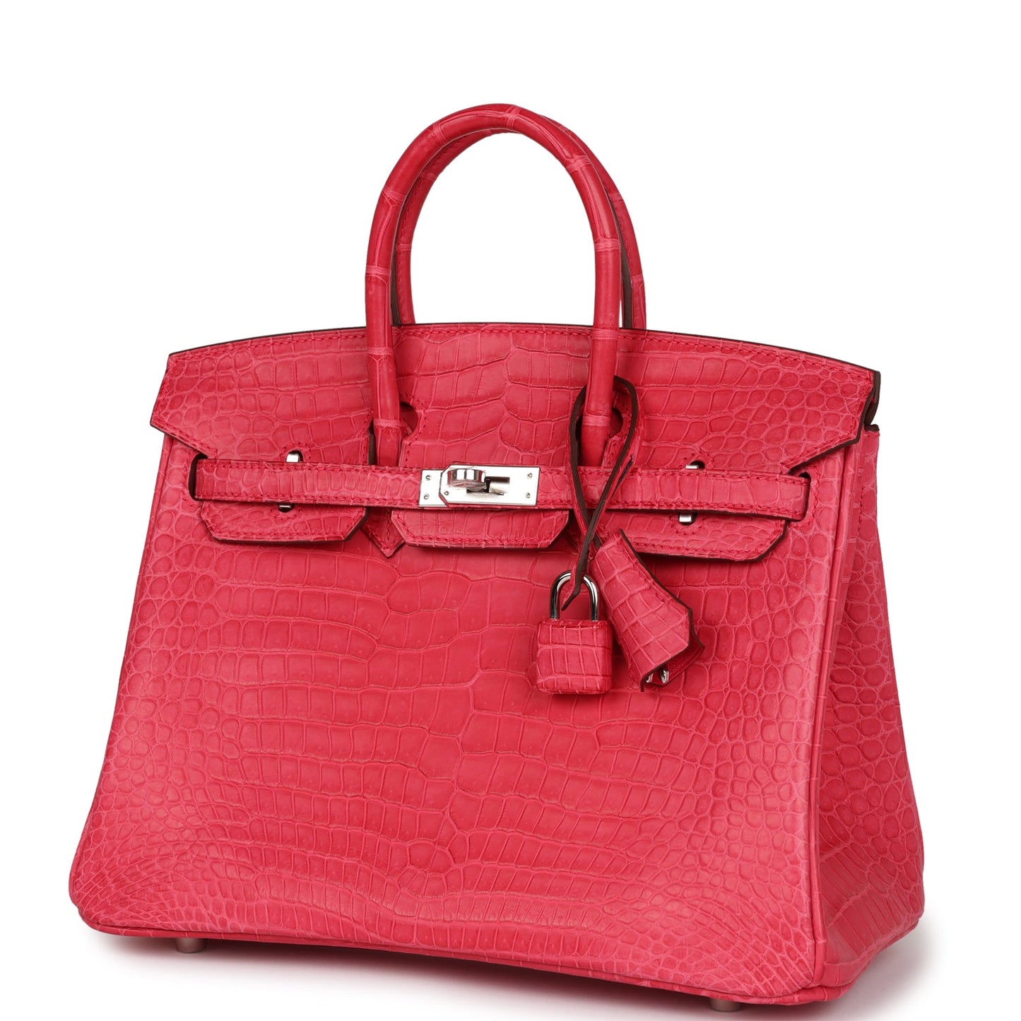 Hermes Birkin 25 Rose Extreme Matte Porosus Crocodile Palladium Hardware