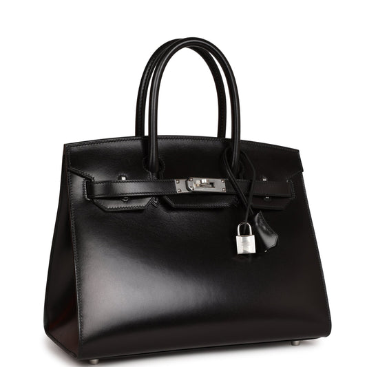 Hermes Birkin Sellier 30 Black Box Palladium Hardware