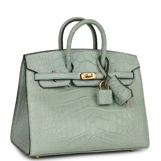 Hermes Birkin Sellier 20 Vert D'eau Matte Alligator Gold Hardware