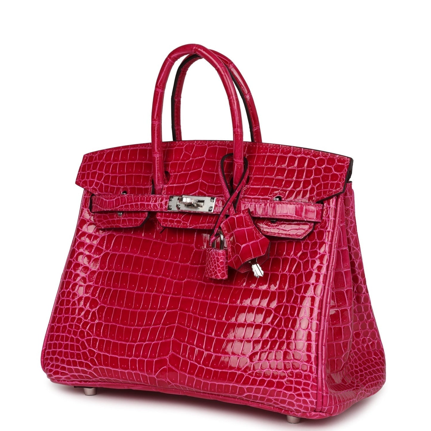 Hermes Birkin 25 Rose Mexico Shiny Porosus Crocodile Palladium Hardware