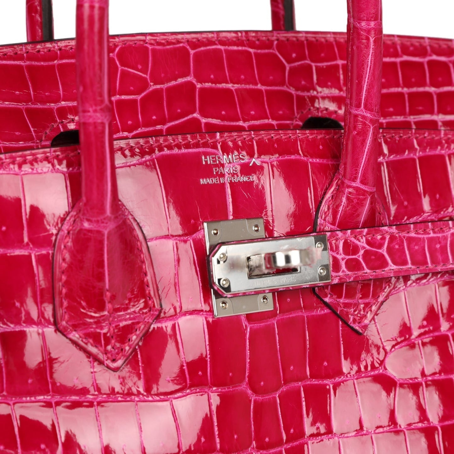 Hermes Birkin 25 Rose Mexico Shiny Porosus Crocodile Palladium Hardware