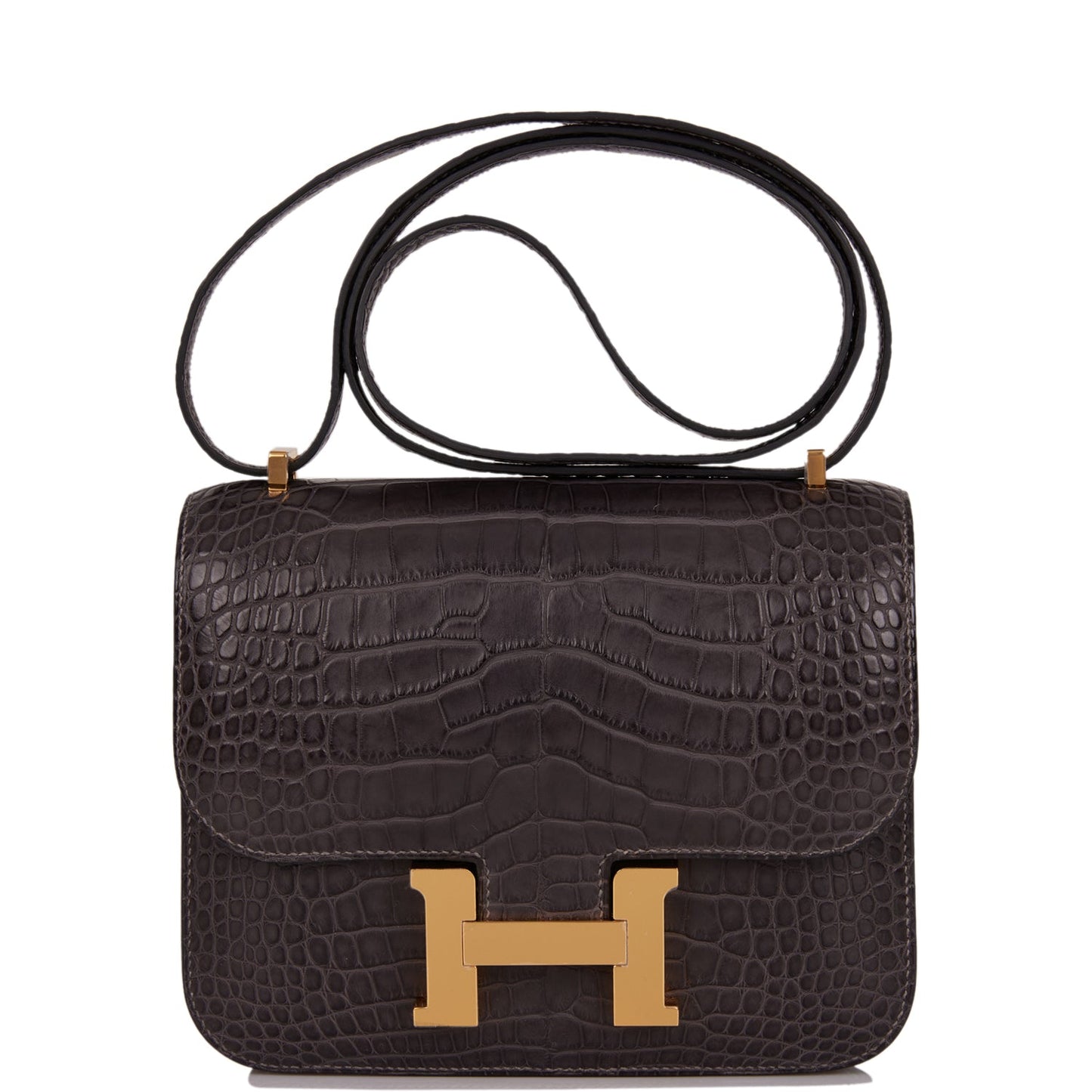 Hermes Constance 18 Graphite Matte Alligator Gold Hardware