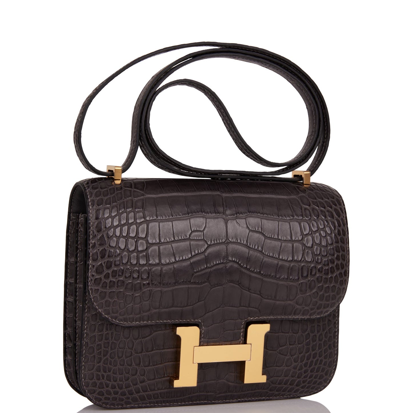 Hermes Constance 18 Graphite Matte Alligator Gold Hardware