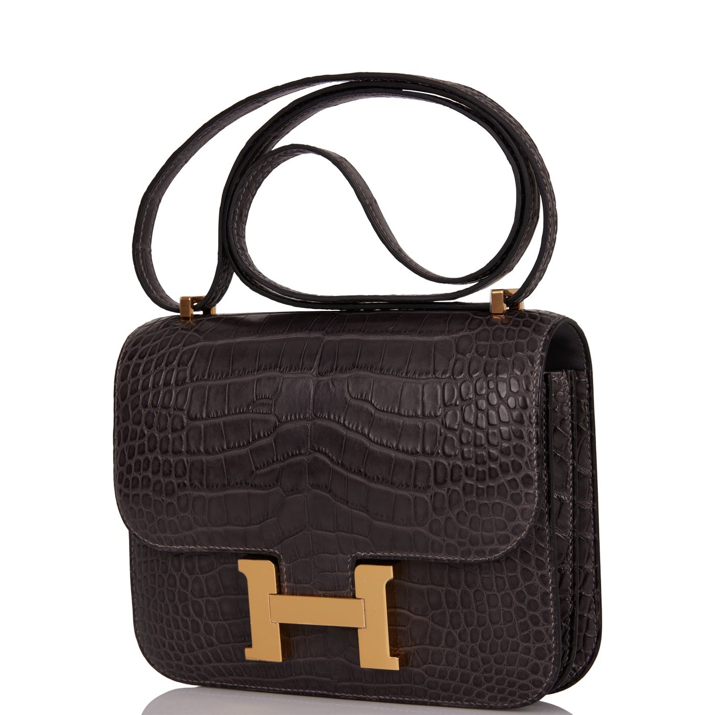 Hermes Constance 18 Graphite Matte Alligator Gold Hardware