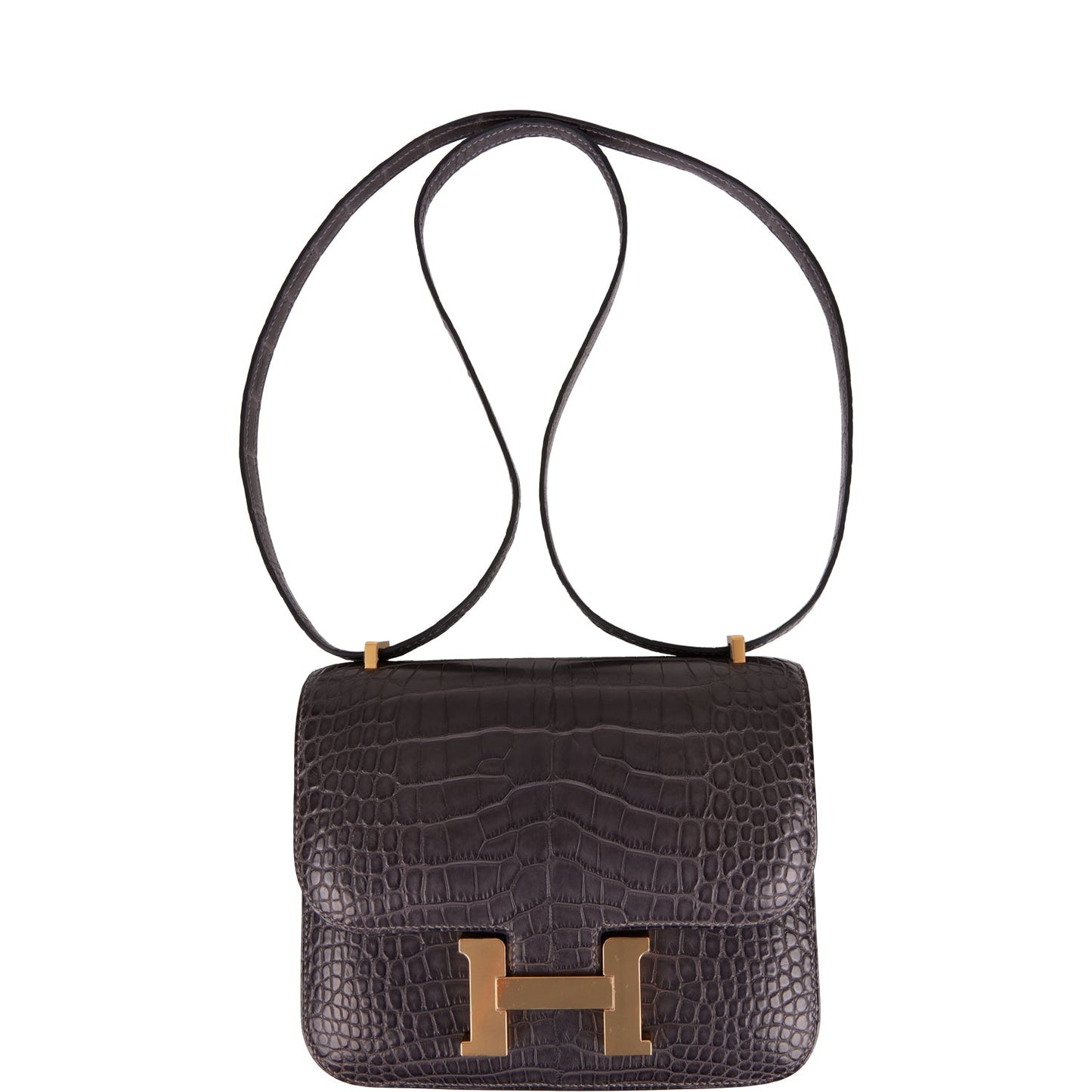 Hermes Constance 18 Graphite Matte Alligator Gold Hardware