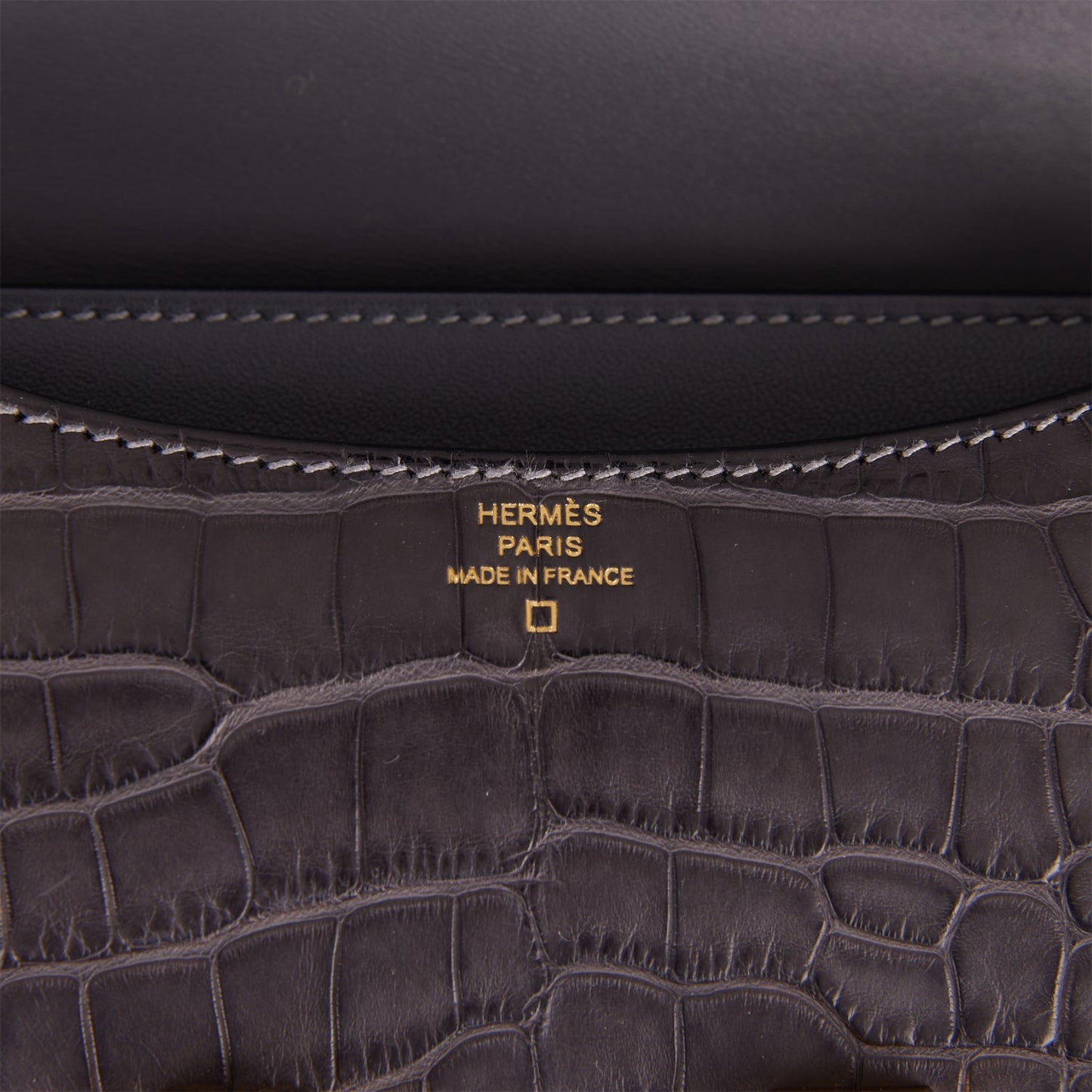 Hermes Constance 18 Graphite Matte Alligator Gold Hardware