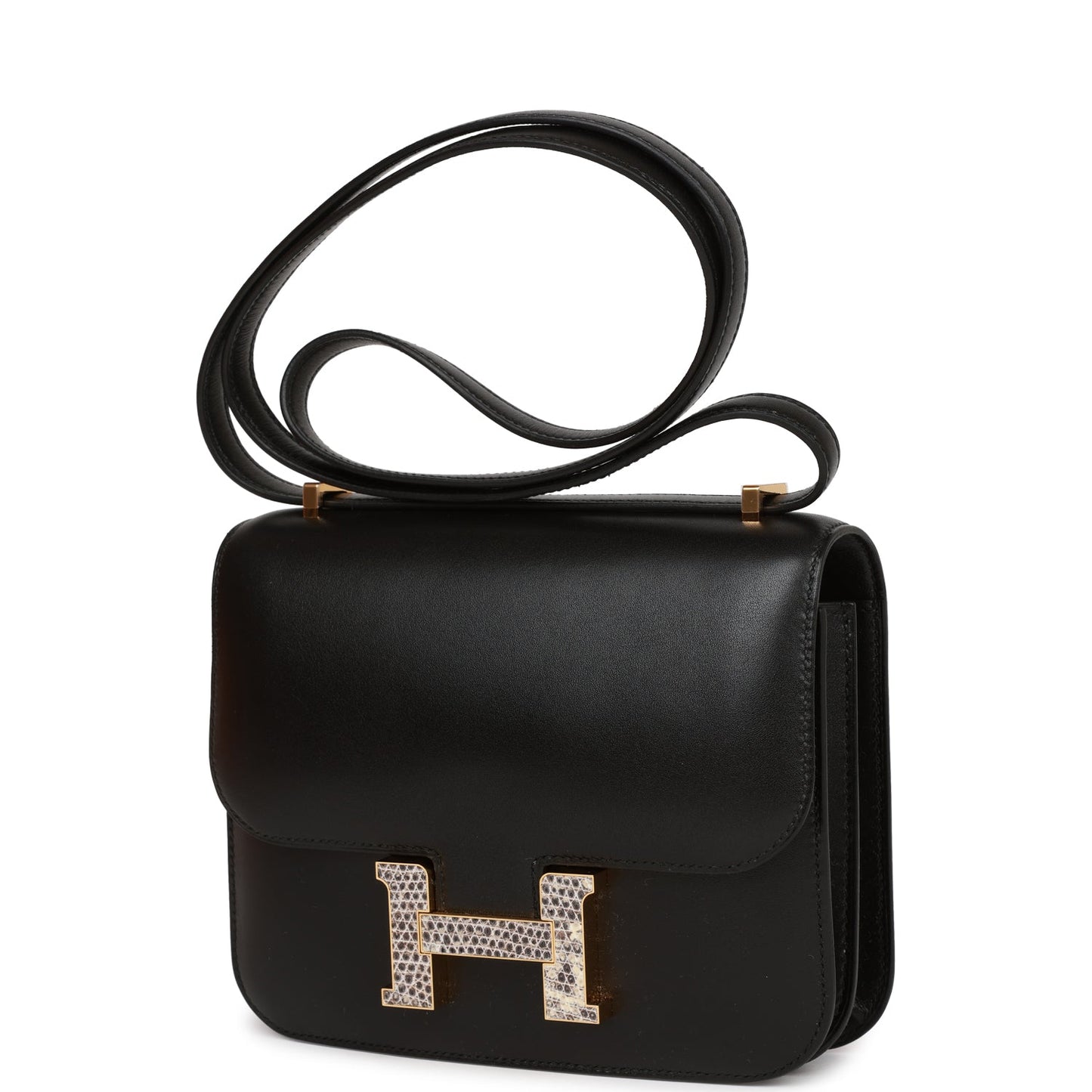 Hermes Constance 18 Black Tadelakt and Ombre Lizard Gold Hardware