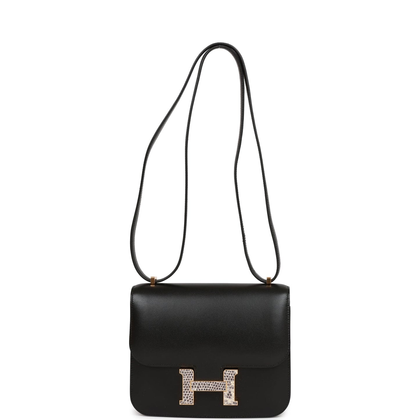 Hermes Constance 18 Black Tadelakt and Ombre Lizard Gold Hardware