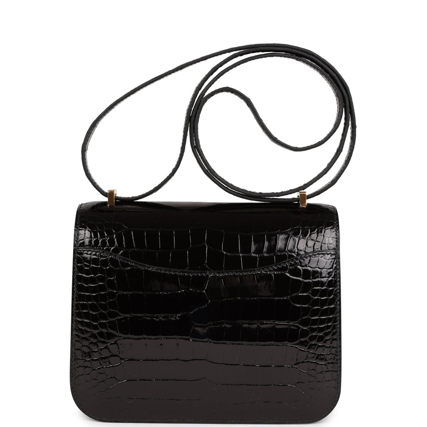 Hermes Constance 18 Black Shiny Alligator Gold Hardware