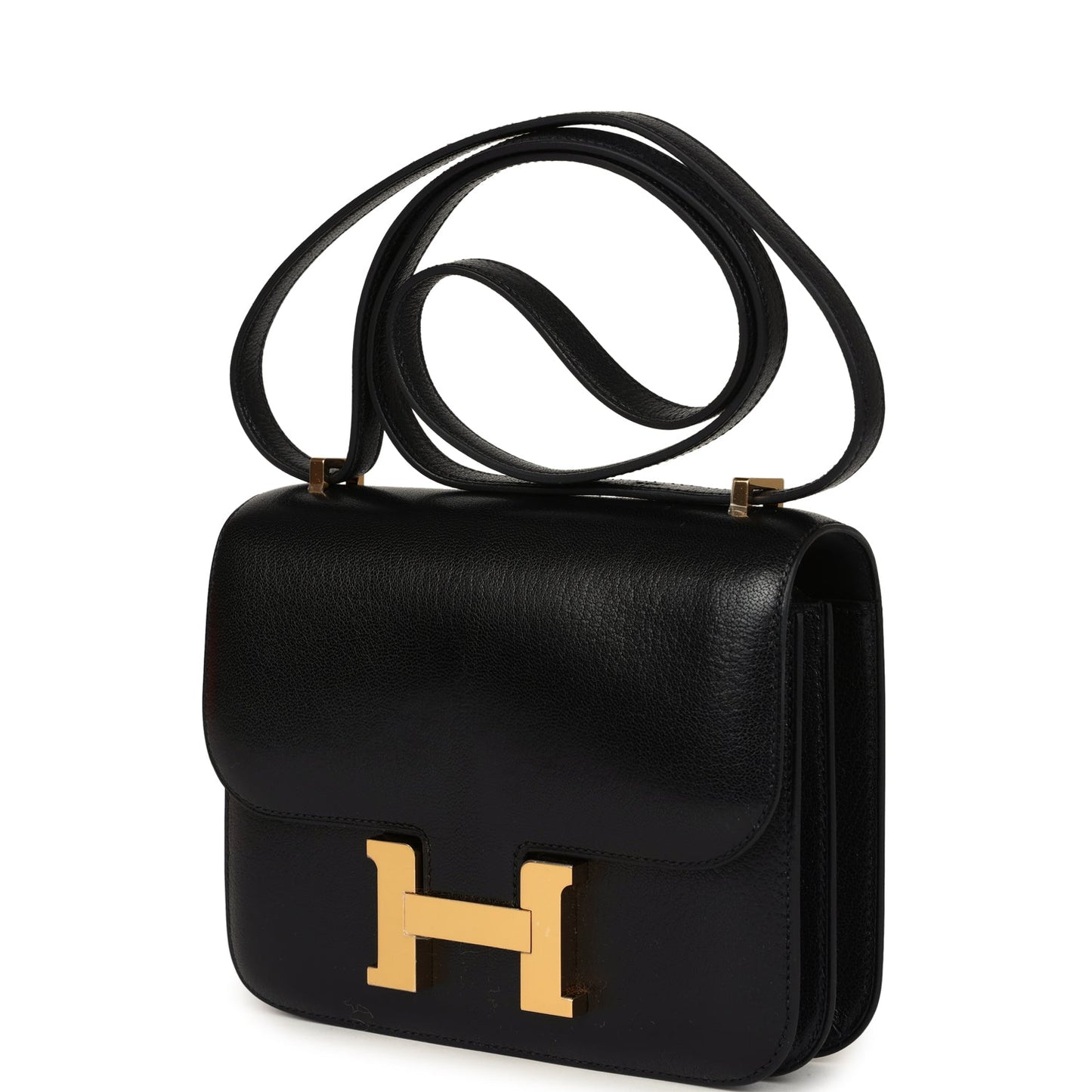 Hermes Constance 18 Black Chevre Chamkila Gold Hardware