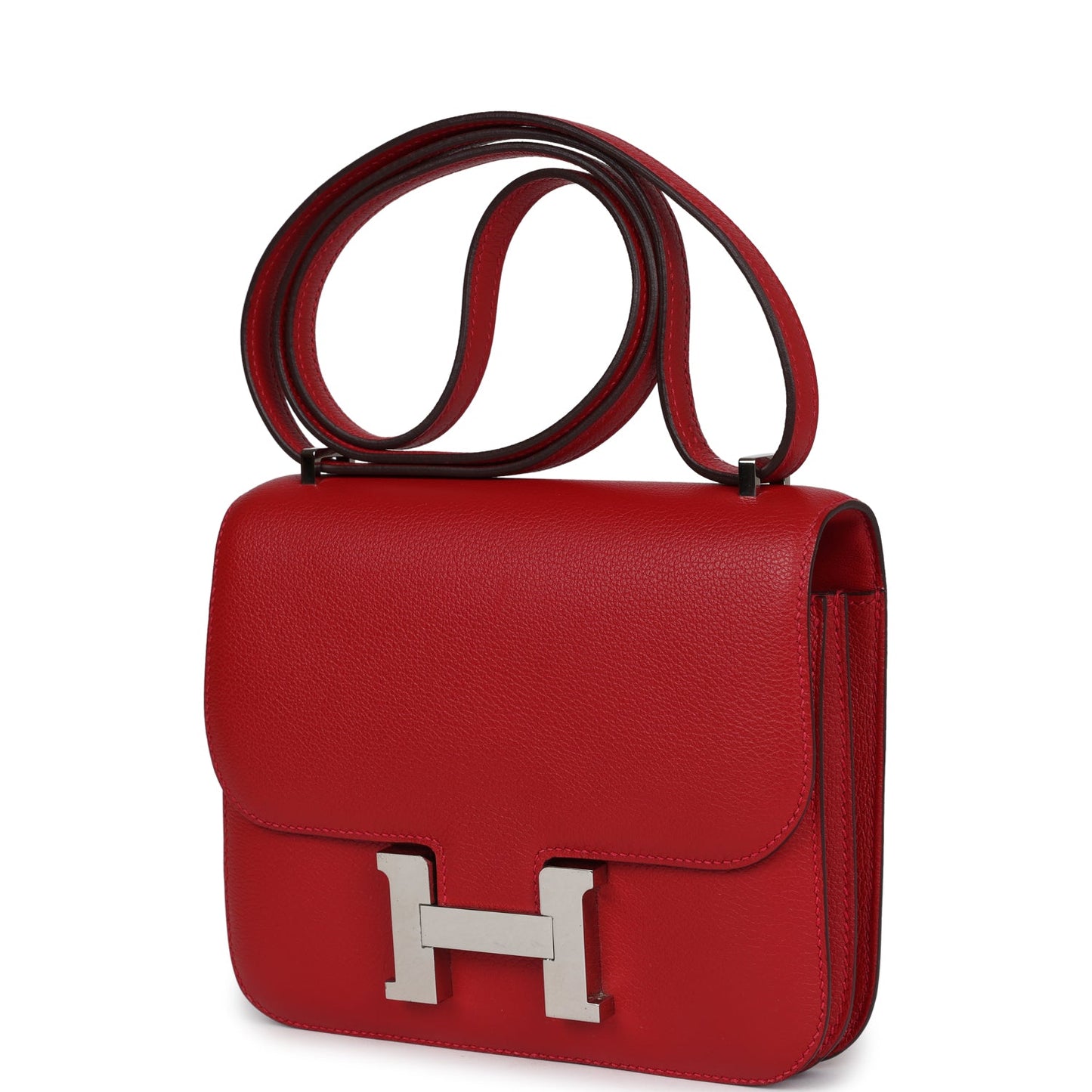 Hermes Constance 18 Rouge Casaque Evercolor Palladium Hardware