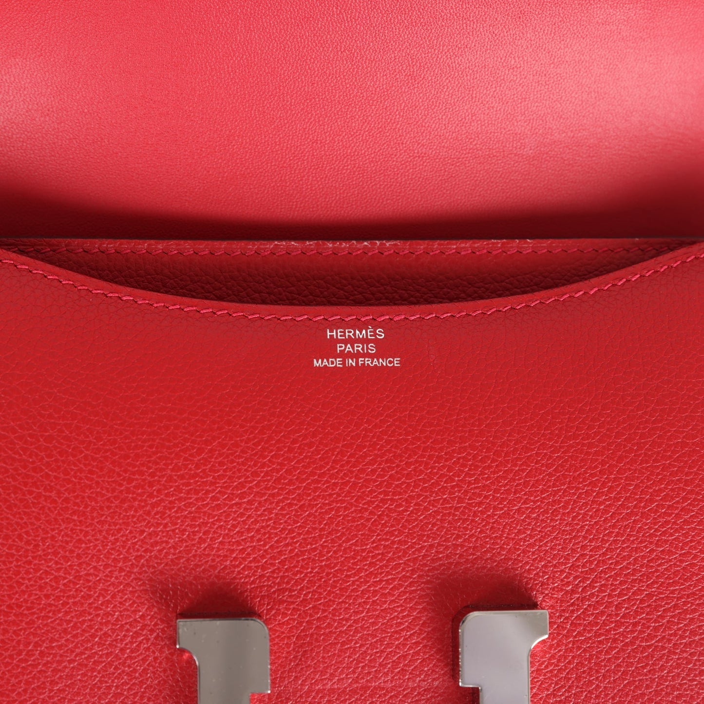 Hermes Constance 18 Rouge Casaque Evercolor Palladium Hardware