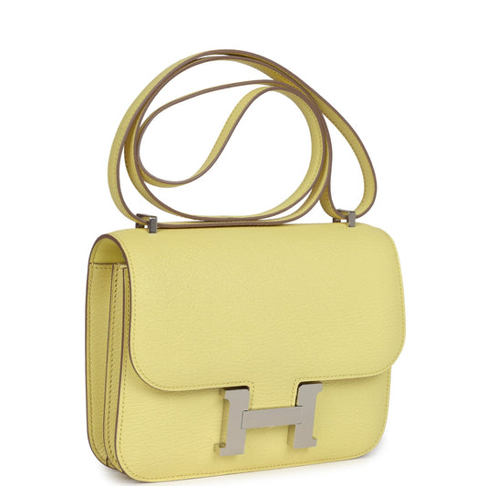 Hermes Constance 18 Limoncello Chevre Mysore Palladium Hardware