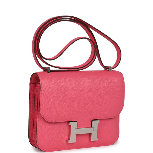 Hermes Constance 18 Rose Azalee Epsom Palladium Hardware