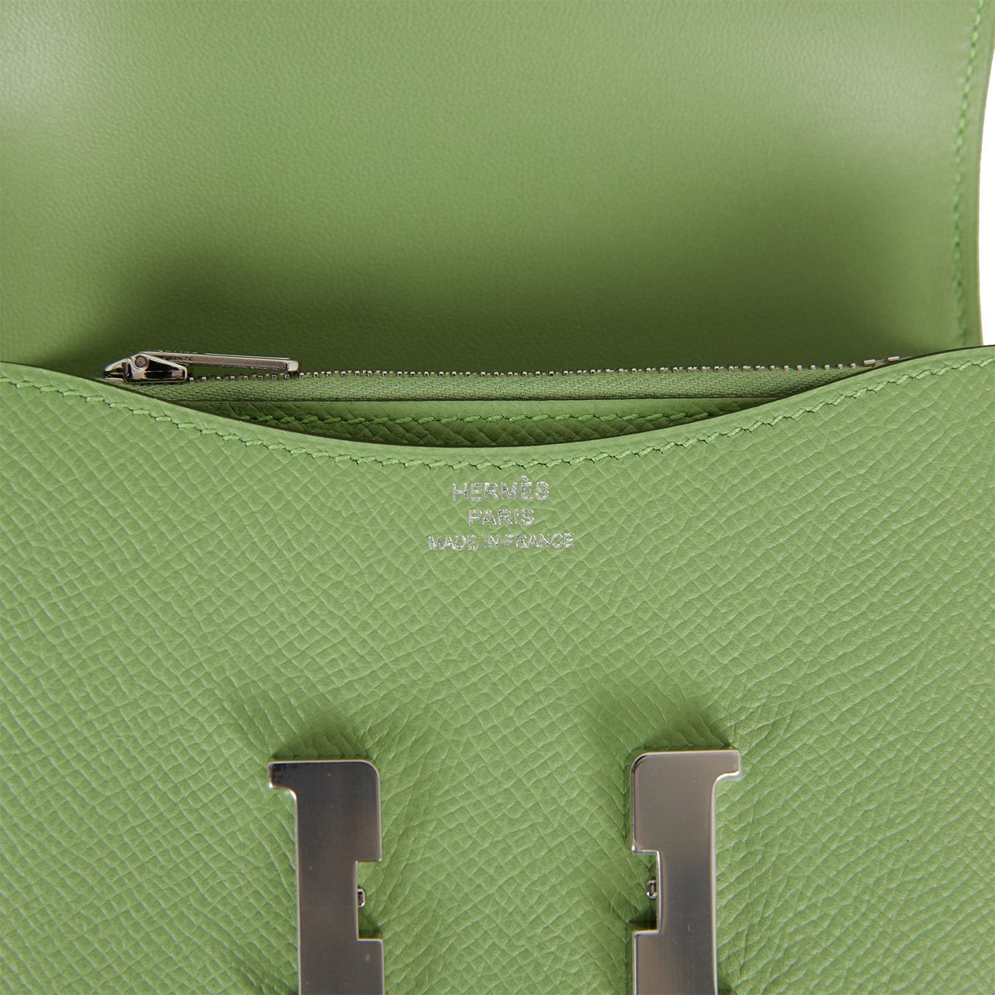 Hermes Constance Slim Wallet Vert Criquet Epsom Palladium Hardware