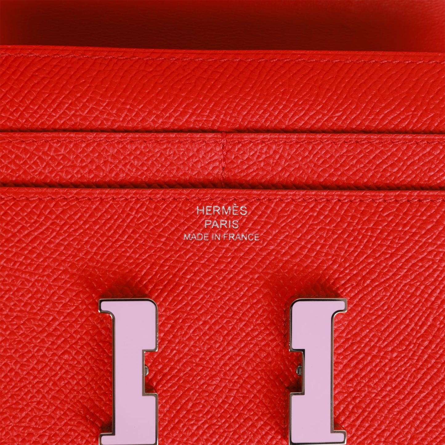 Hermes Constance Compact Wallet Rouge de Coeur Epsom Rose Sakura Enamel and Palladium Hardware