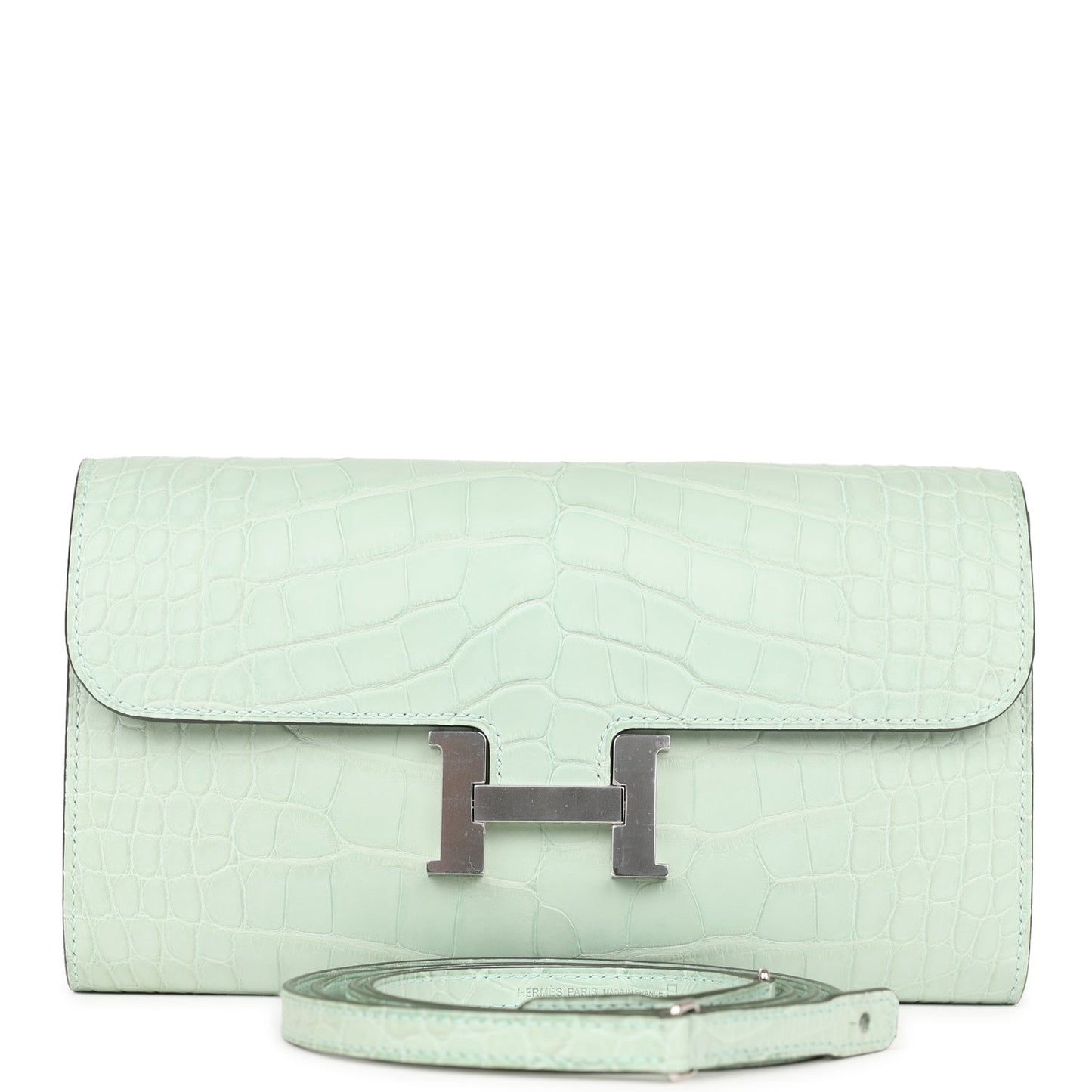 Hermes Constance Wallet To Go Vert D'eau Matte Alligator Palladium Hardware