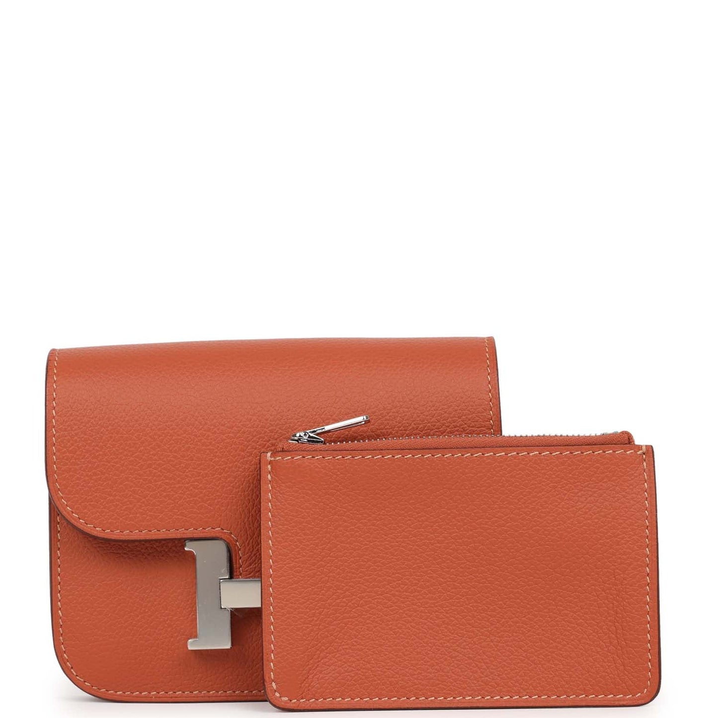 Hermes Constance Slim Wallet Brique Evercolor Palladium Hardware