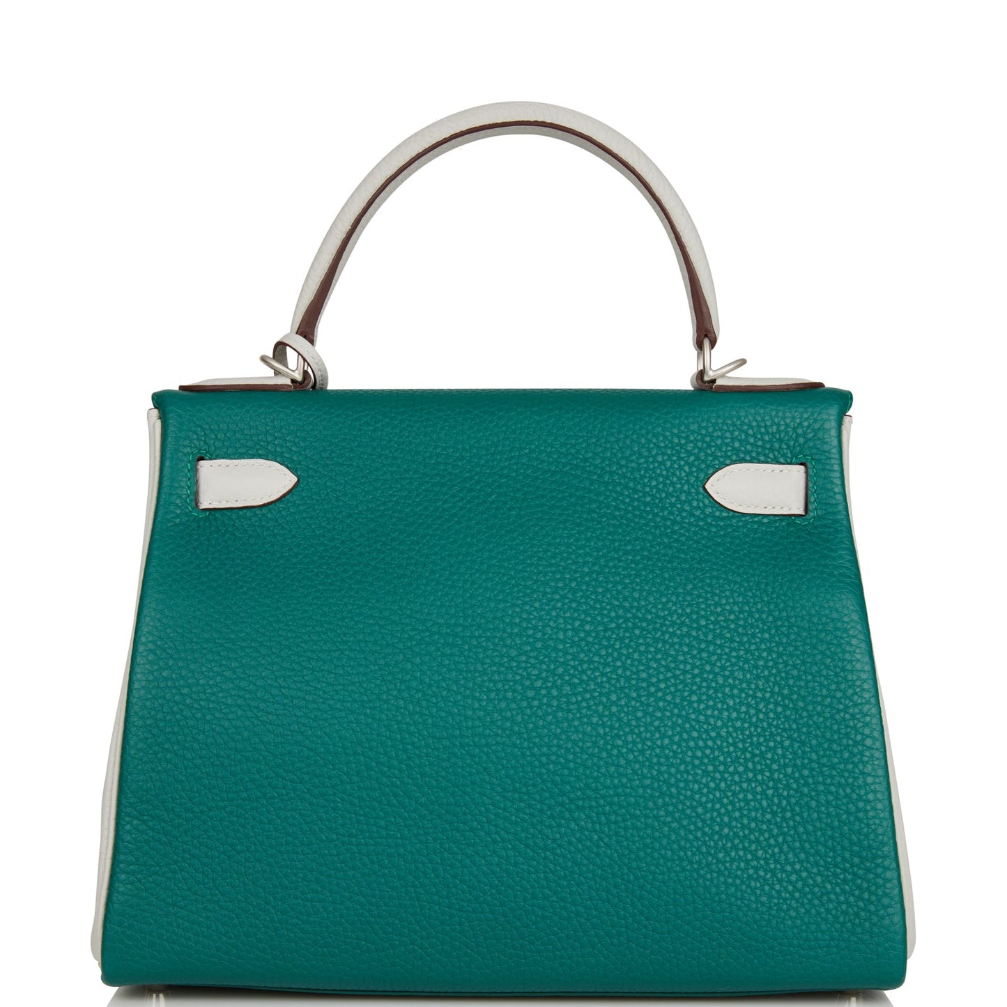 Hermes Kelly Retourne 28 Malachite and Gris Perle Clemence Brushed Palladium Hardware