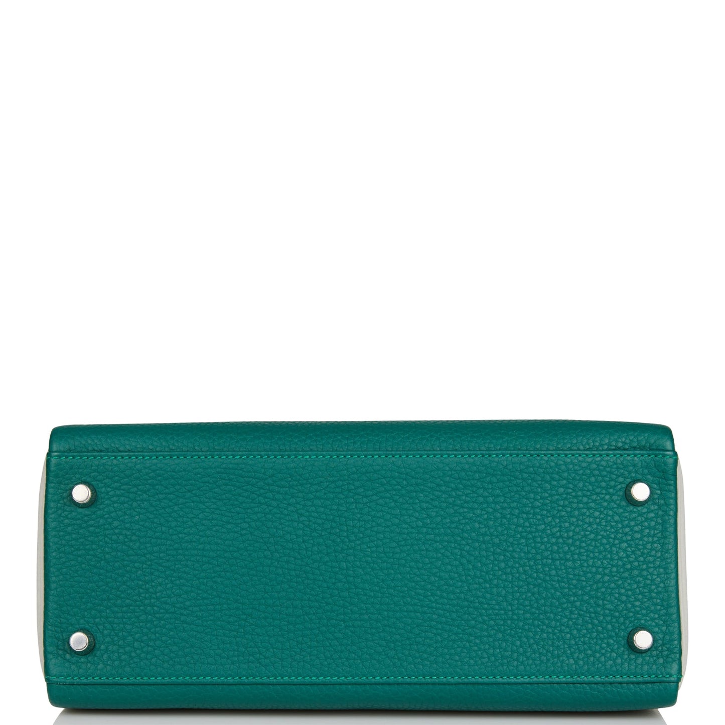 Hermes Kelly Retourne 28 Malachite and Gris Perle Clemence Brushed Palladium Hardware