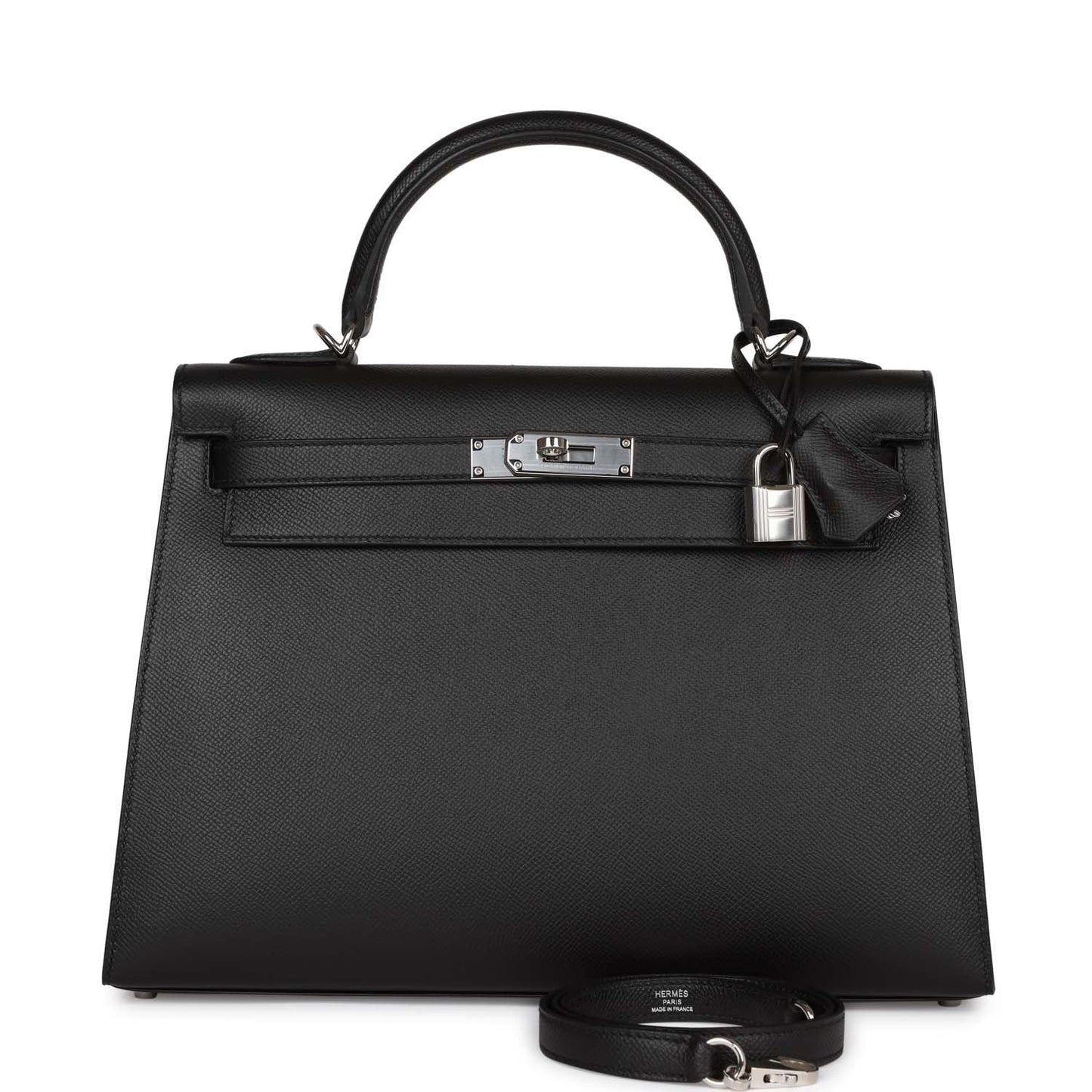 Hermes Kelly Sellier 32 Black Epsom Palladium Hardware