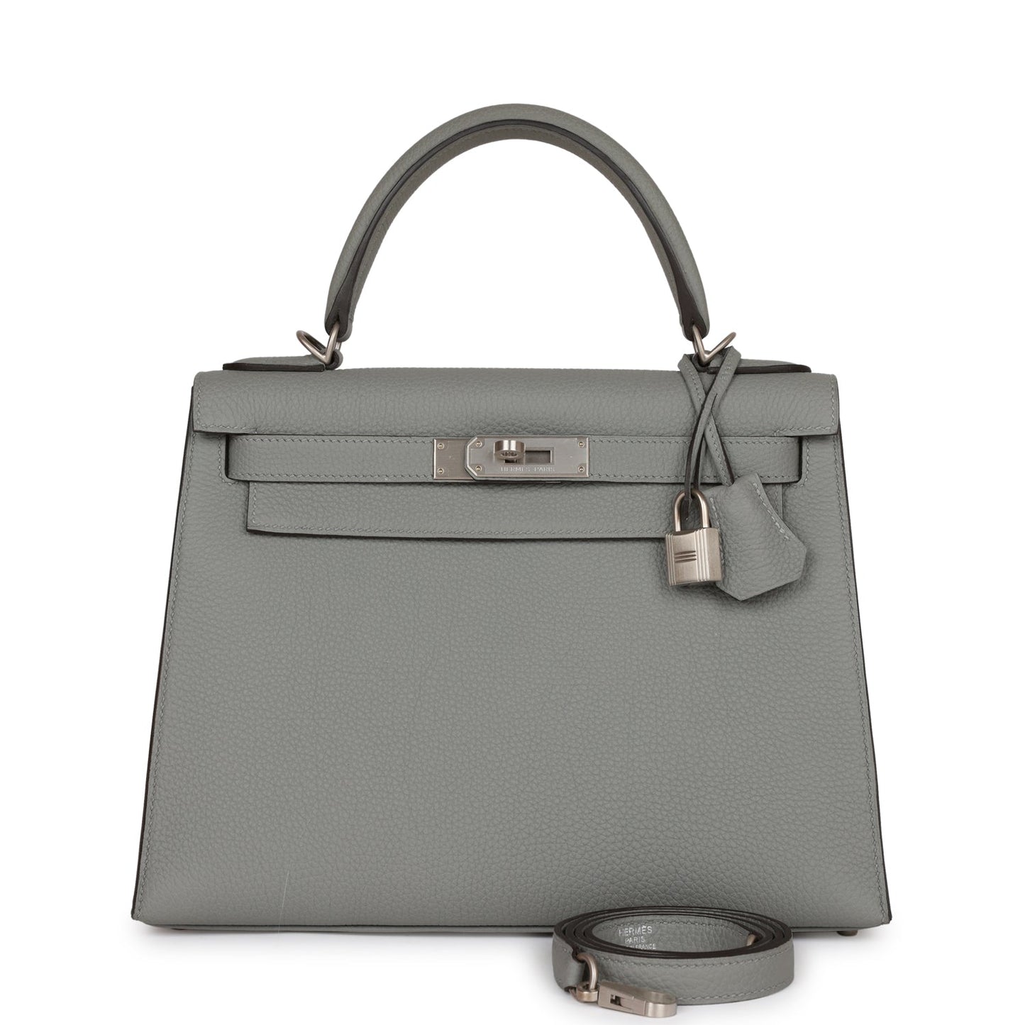 Hermes Kelly Sellier 28 Gris Mouette Verso Togo Brushed Palladium Hardware