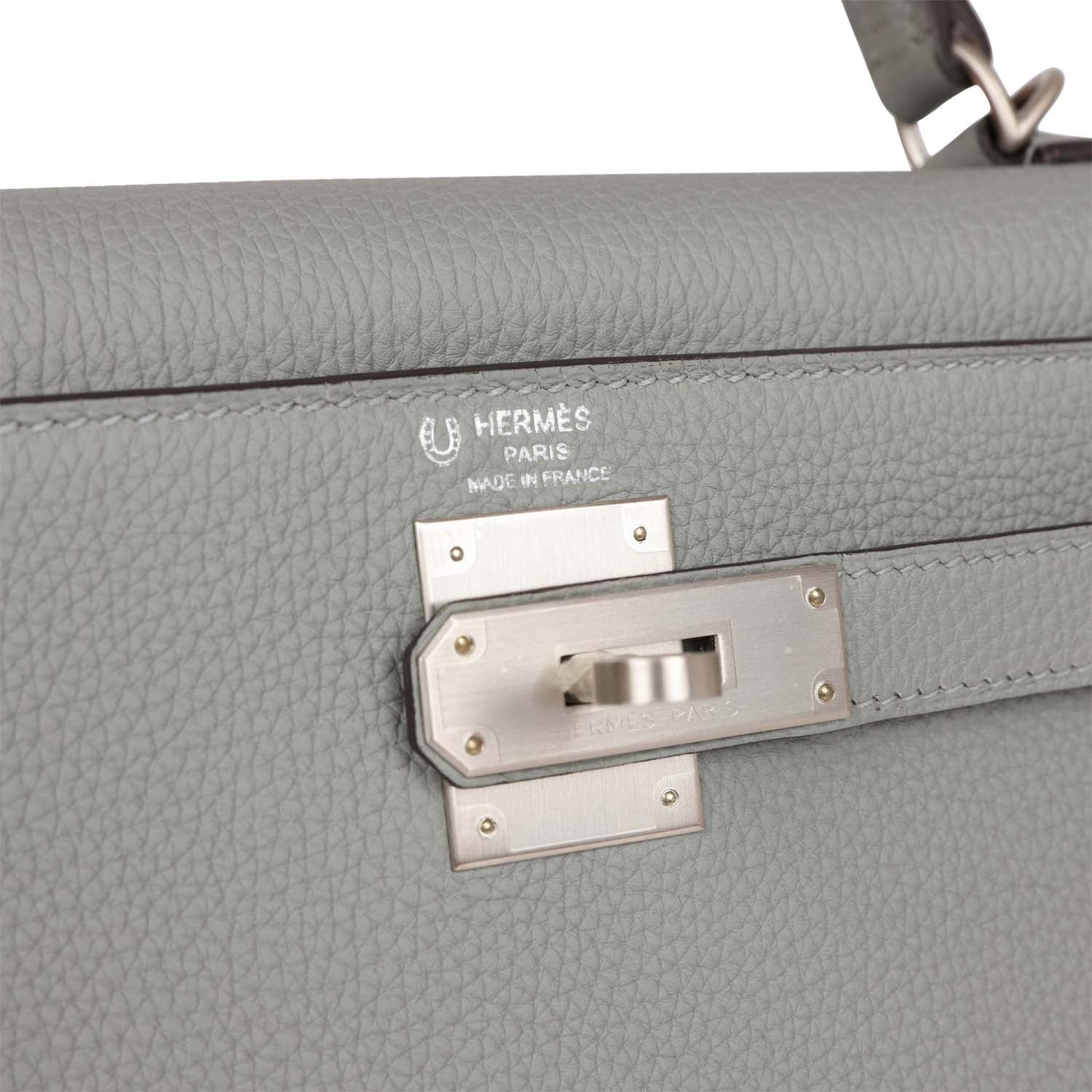 Hermes Kelly Sellier 28 Gris Mouette Verso Togo Brushed Palladium Hardware