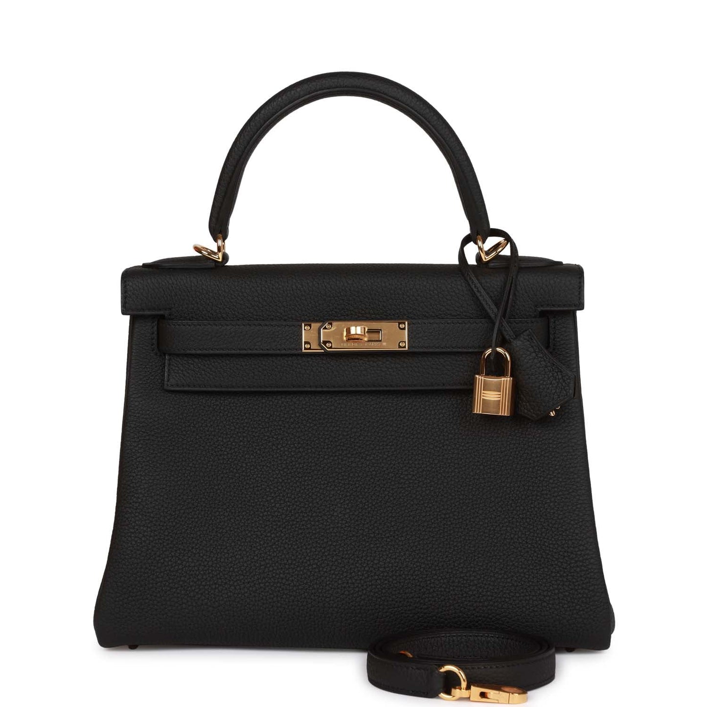 Hermes Kelly Retourne 28 Black Togo Gold Hardware