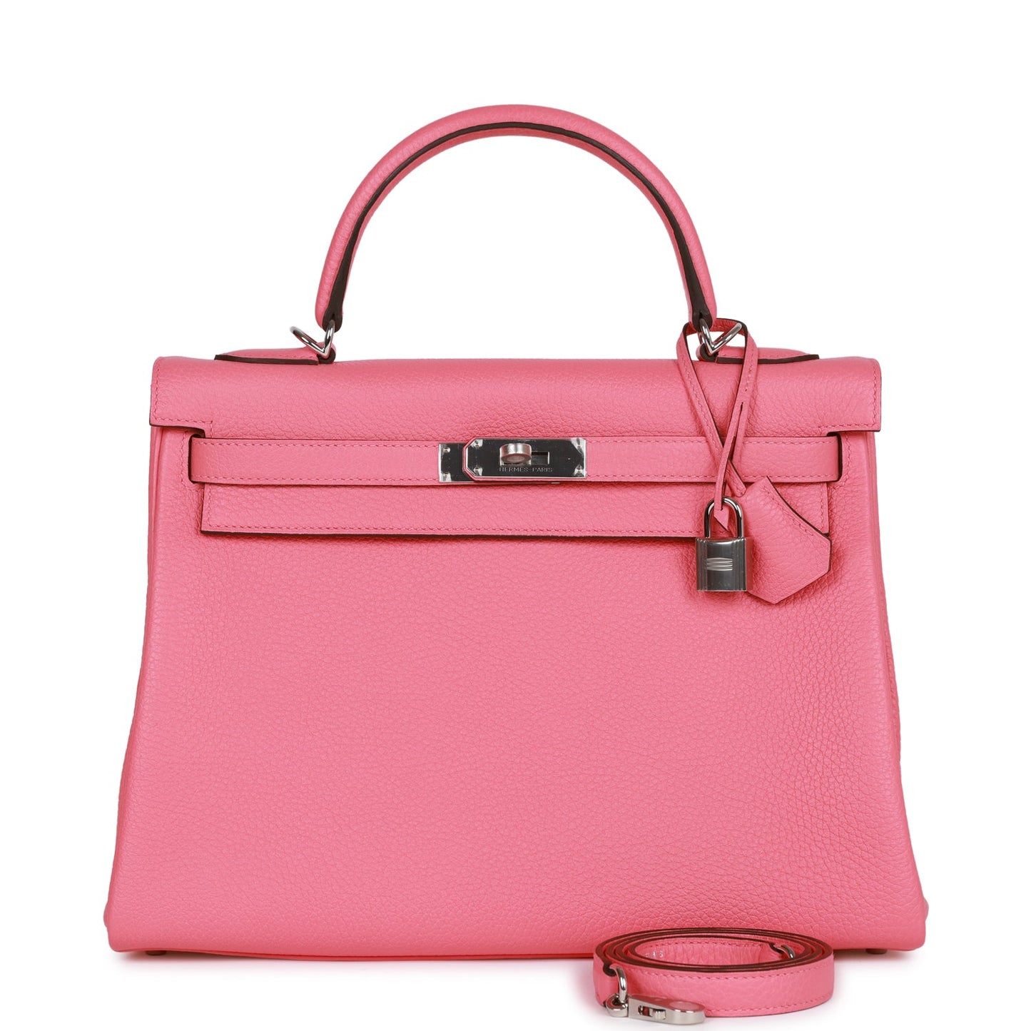 Hermes Kelly Retourne 32 Rose Azalee Clemence Palladium Hardware