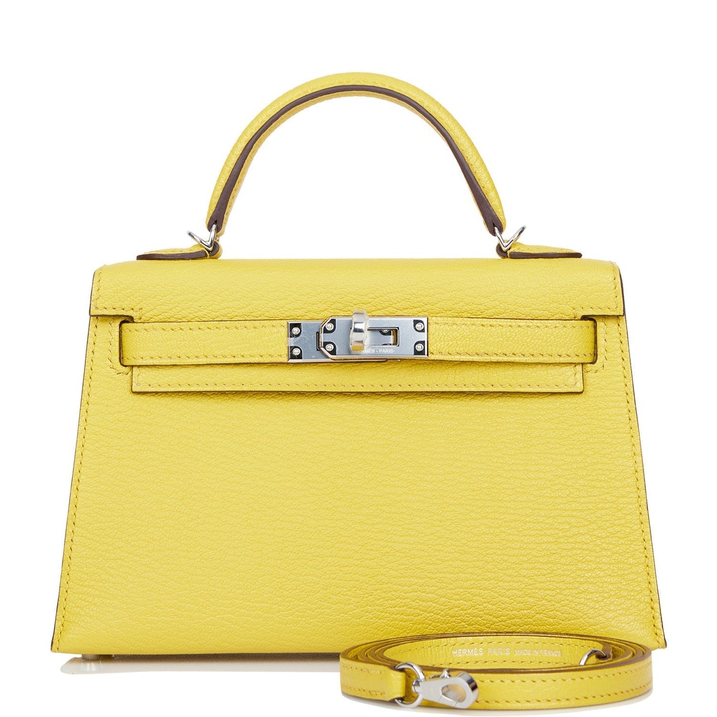 Hermes Kelly Sellier 20 Jaune de Naples Verso Chèvre Palladium Hardware